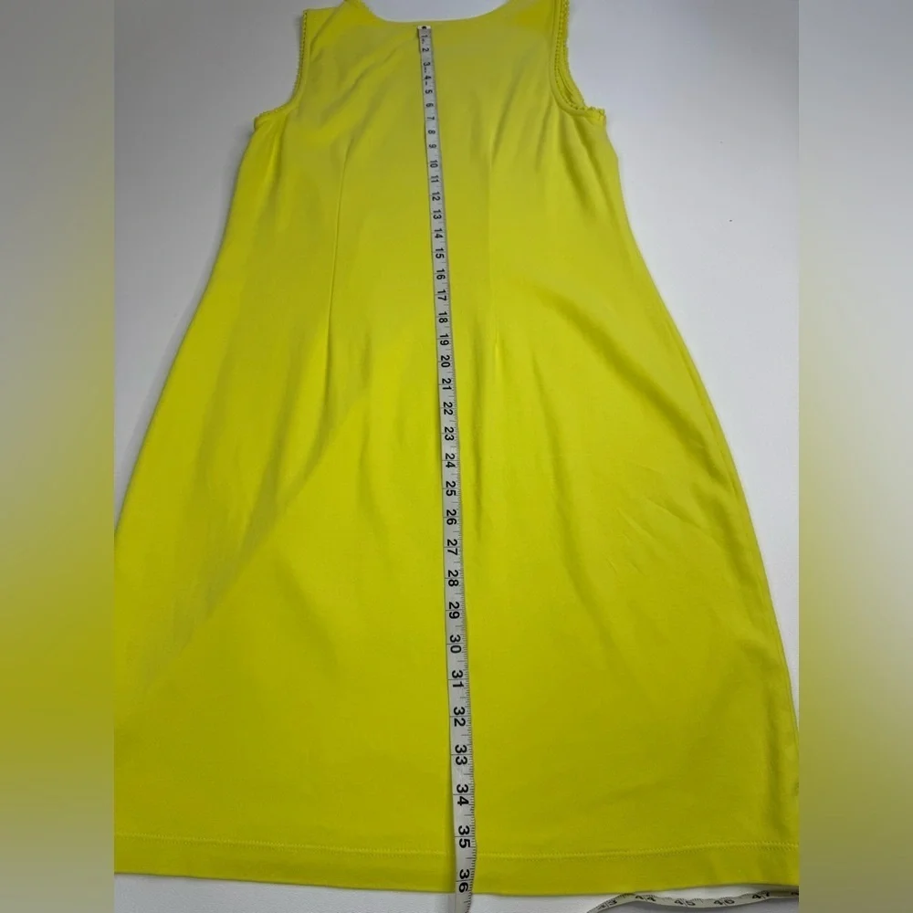 Talbots 100% Cotton Knit Neon Yellow Sleeveless Shift Medium Petite